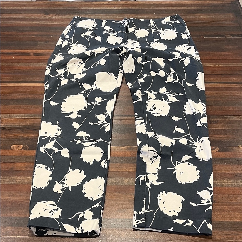 Boden Black and Cream Patterned Pants size 10 Long